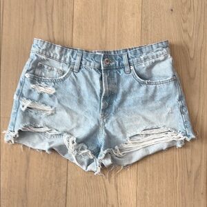 Zara Jean shorts size 8 Light Blue, Ripped, 2.5” inseam. High waist